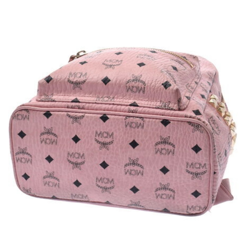 Mcm Backpack Side Studs Pink Leather Rucksack Bac… - image 4